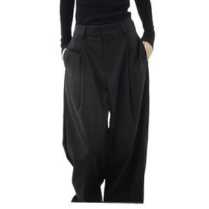 Wide  Leg Pants Basic Style Belt Loops Pockets Black Size L or 10 NEW